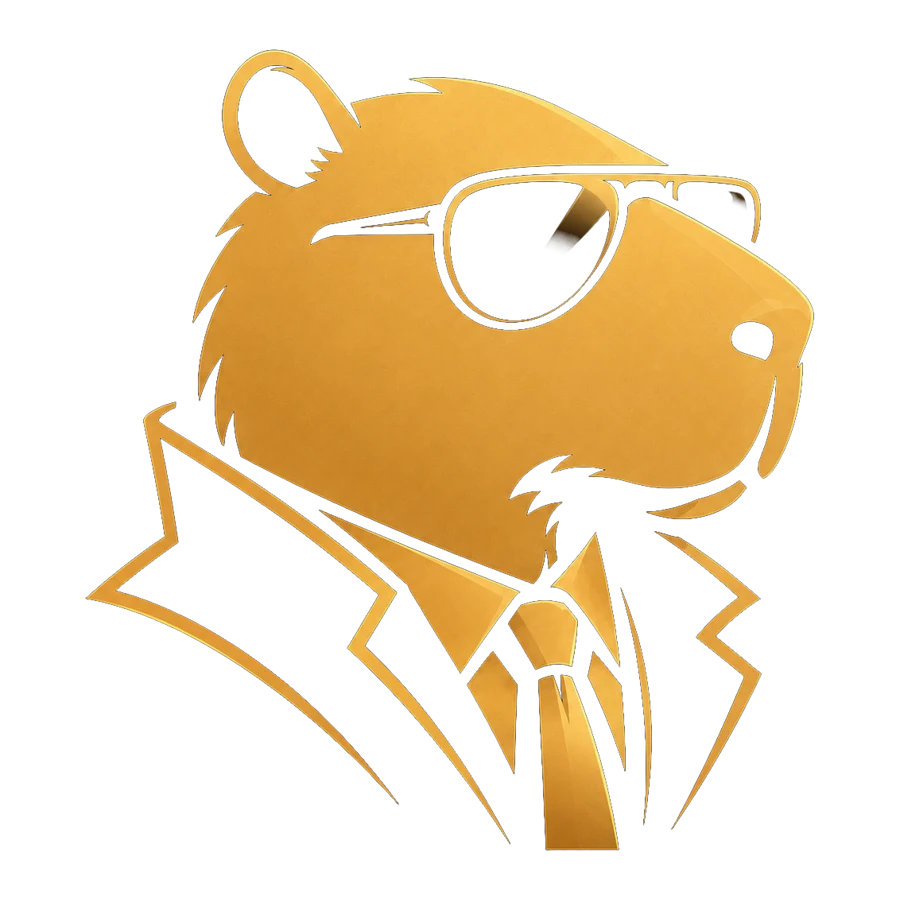 The CryptoBaraX capybara in a suit and sunglasses